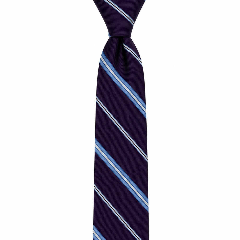 BROOKS BROTHERS 346 Tie Pure Silk Repp Stripe Purple Blue Made in USA